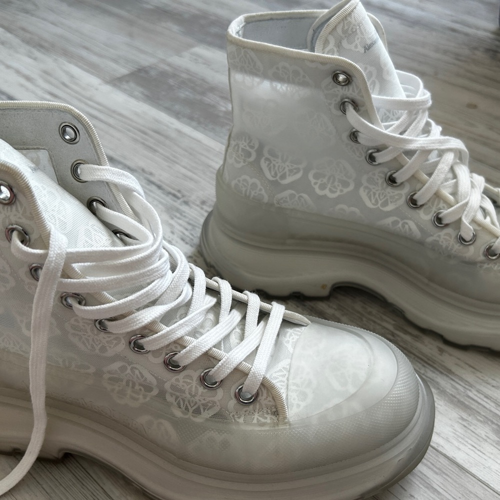 Alexander McQueen transparent floral boots